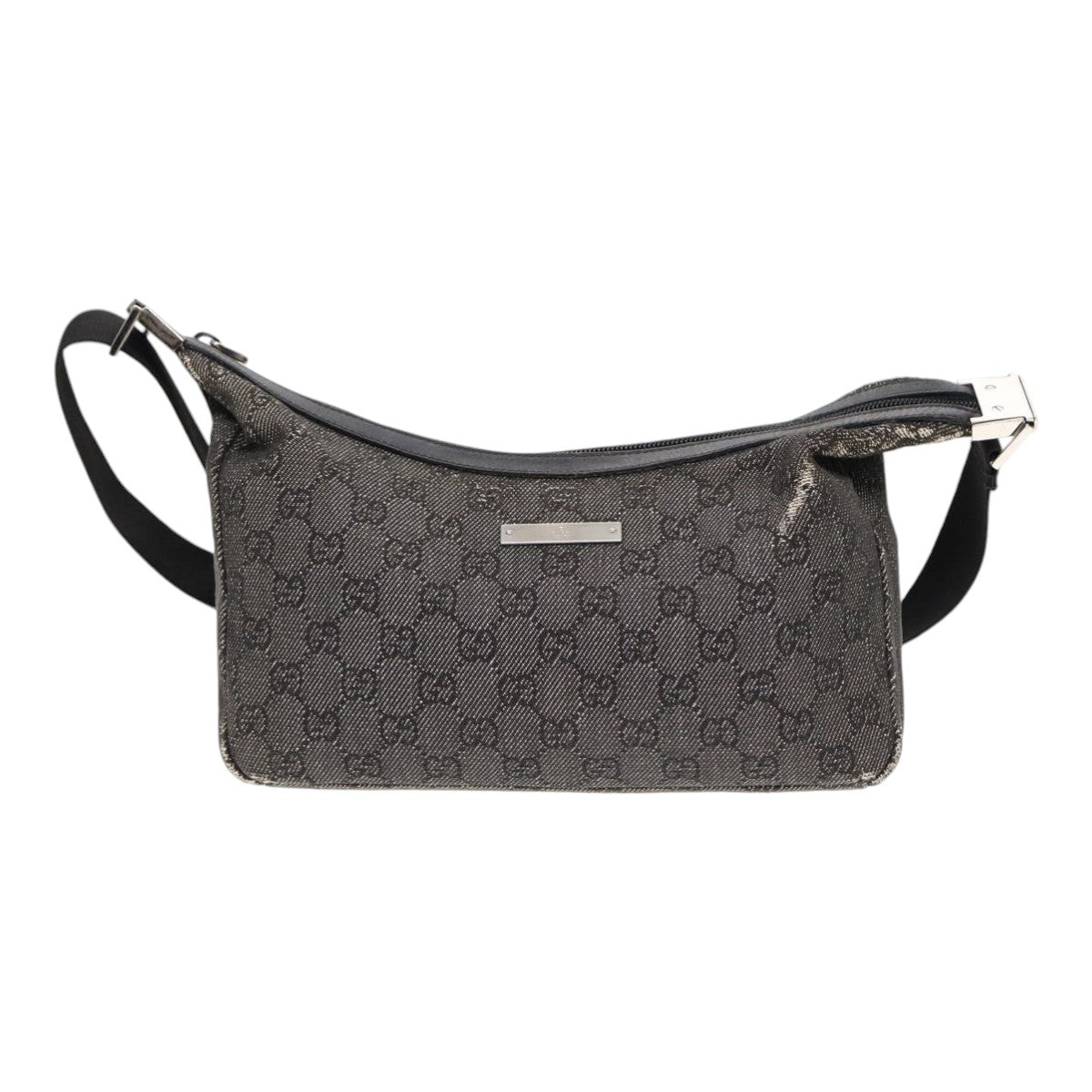 GUCCI GG Canvas Shoulder Bag Gray Silver 35098 ti2032