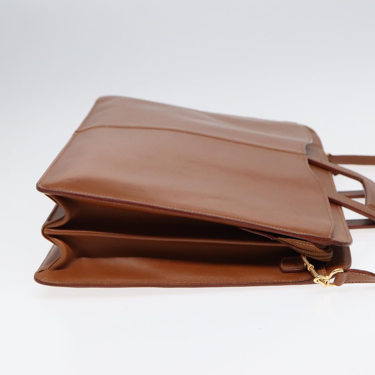 GUCCI Hand Bag Leather 2way Brown Gold ti2042