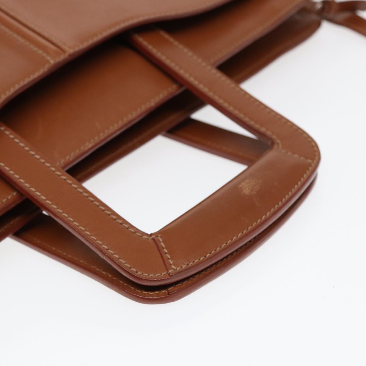 GUCCI Hand Bag Leather 2way Brown Gold ti2042