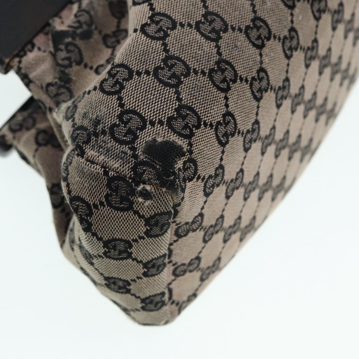 GUCCI GG Canvas Wood Hand Bag Beige 112683 ti2049