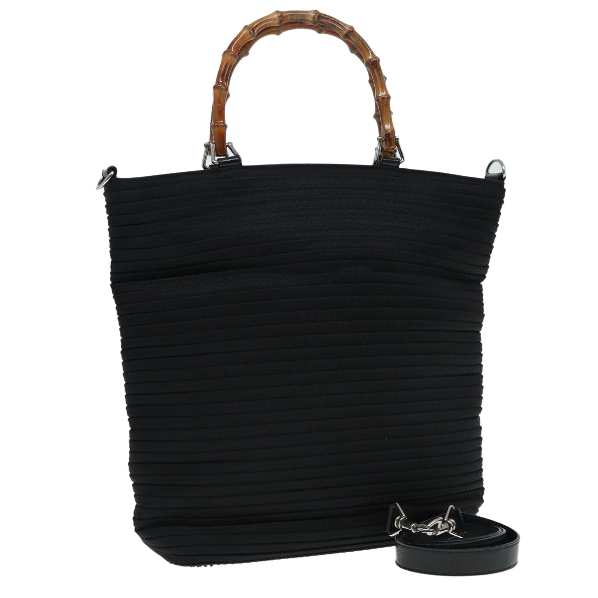GUCCI Bamboo Shoulder Bag Nylon 2way Black 002 1998 0441 ti2050