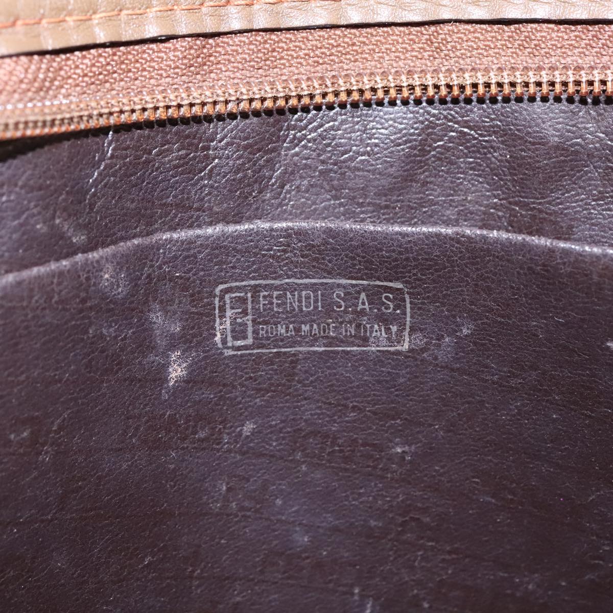 FENDI Zucchino Canvas Clutch Bag Brown Gold ti2135