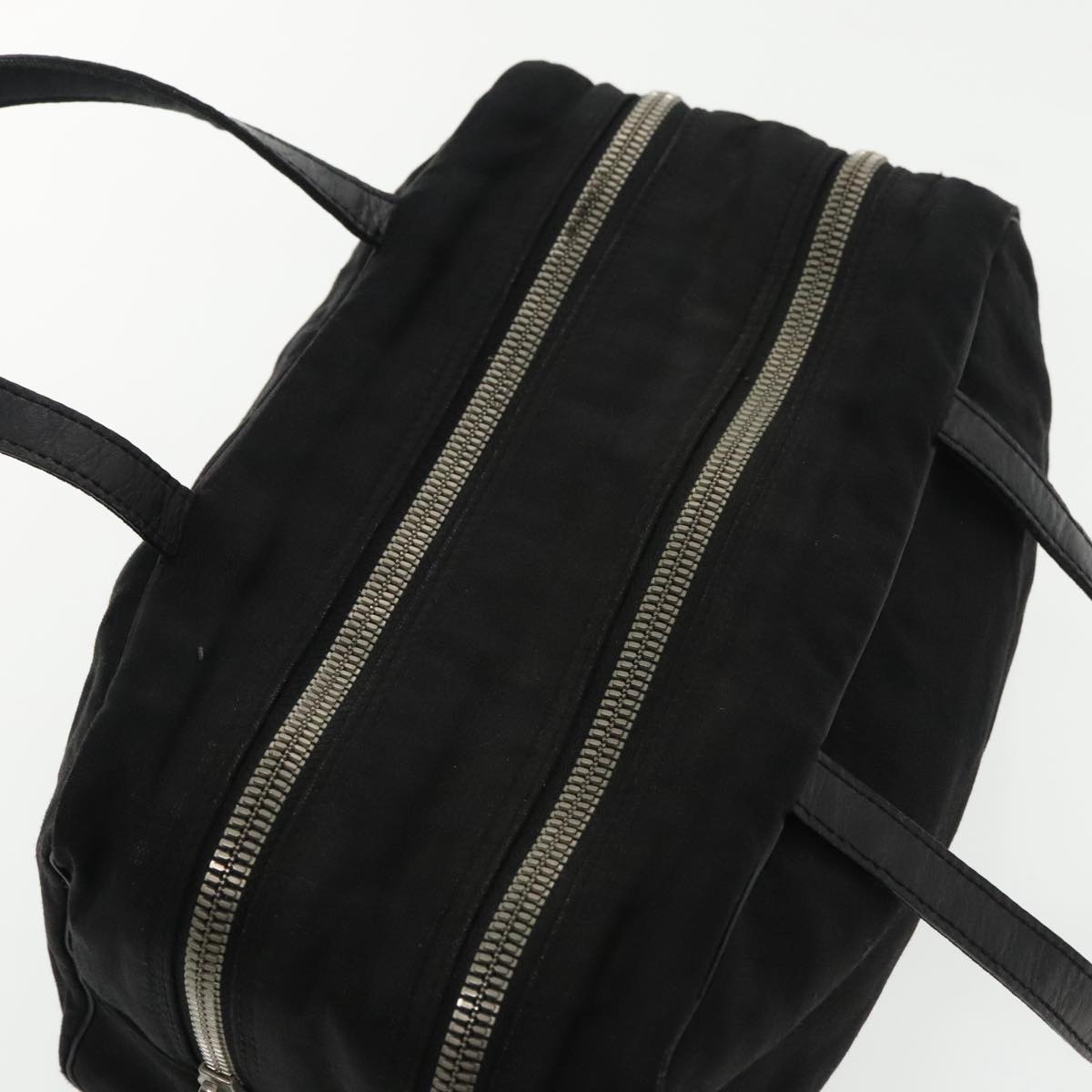 FENDI Hand Bag Cotton Nylon Black Silver ti2136