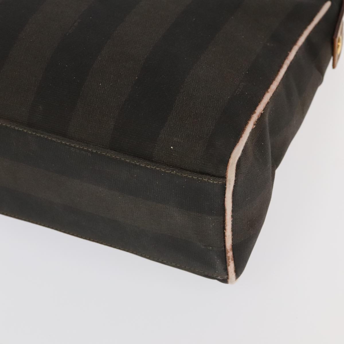 FENDI Pecan Canvas Boston Bag Brown Black Gold ti2145