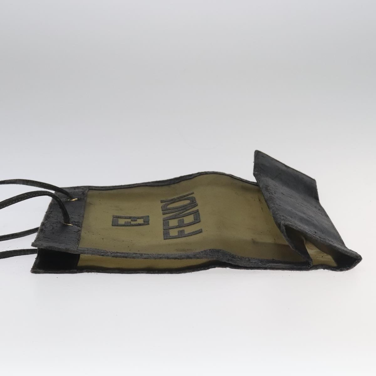 FENDI Tote Bag Nylon Leather Khaki Black Gold ti2229