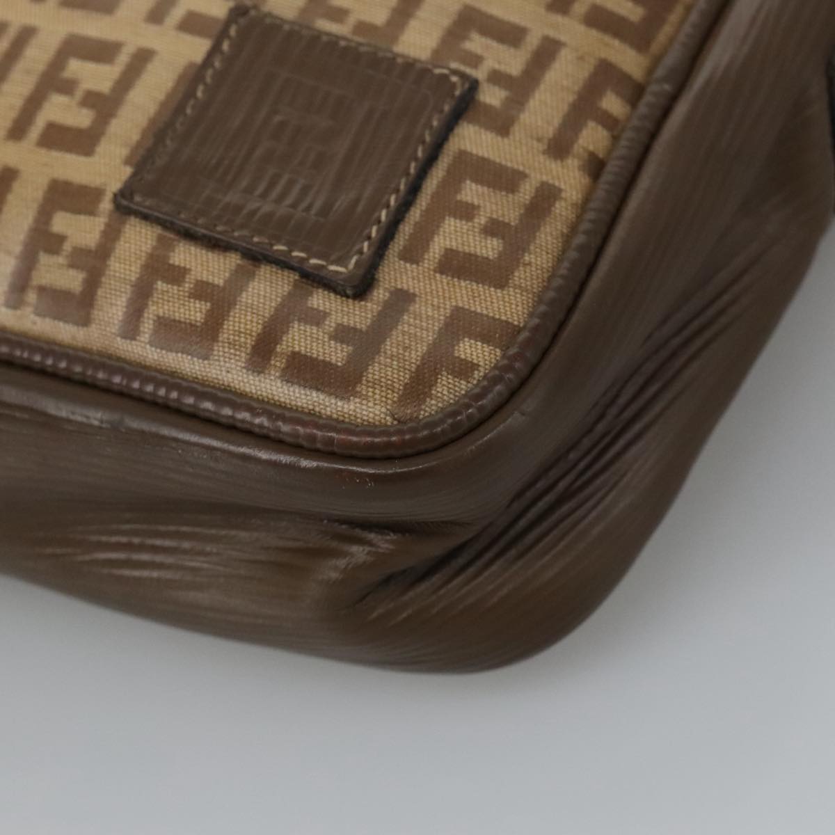 FENDI Zucchino Canvas Shoulder Bag Coated Canvas Brown ti2297