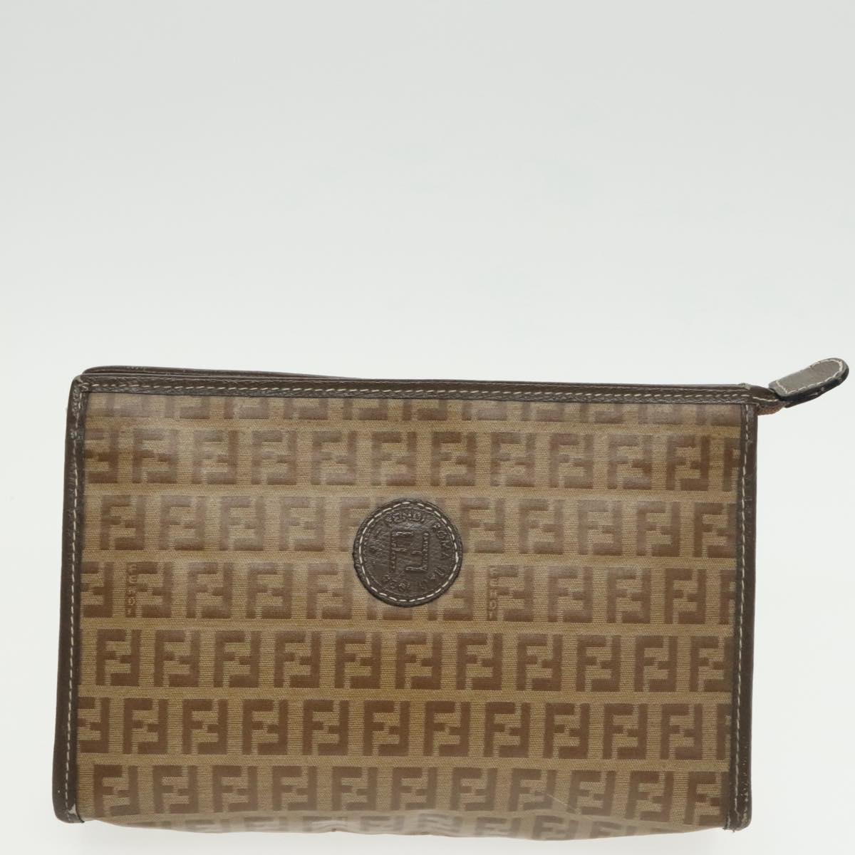FENDI Zucchino Canvas Clutch Bag Coated Canvas 2Set Brown ti2312