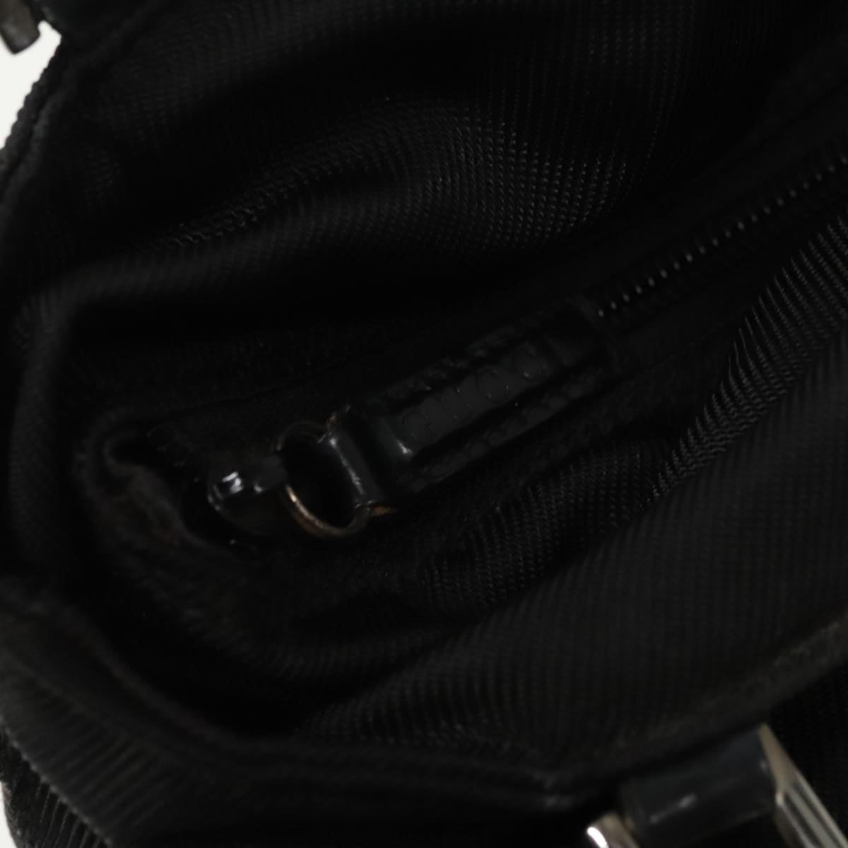 GUCCI Bamboo Hand Bag Nylon Leather 2way Black Silver ti2317