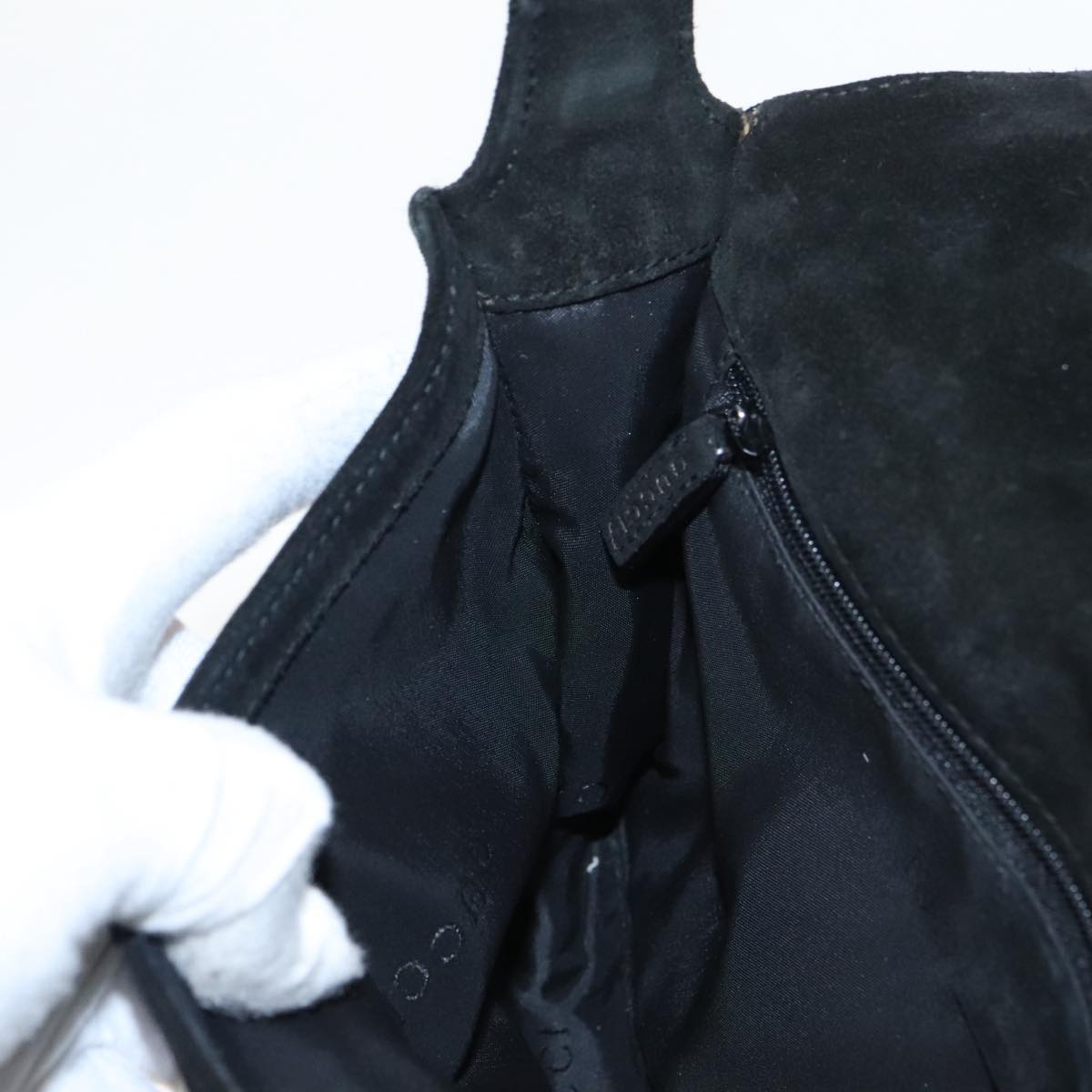 GUCCI Bamboo Shoulder Bag Suede Black 001 3239 ti2332
