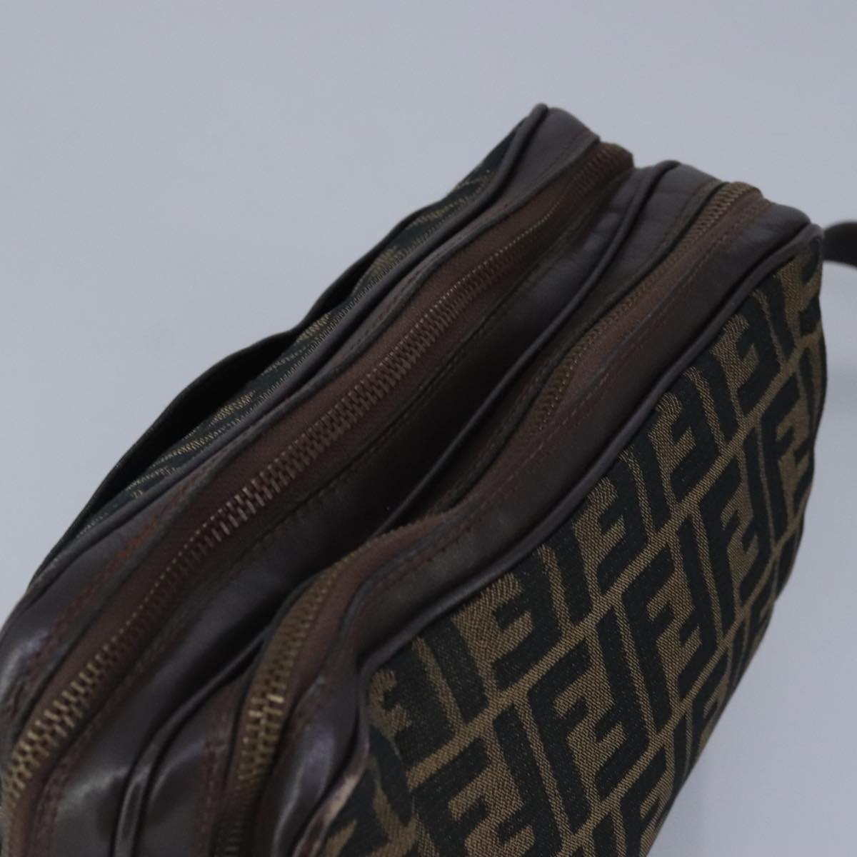 FENDI Zucca Canvas Shoulder Bag Canvas Brown ti2335