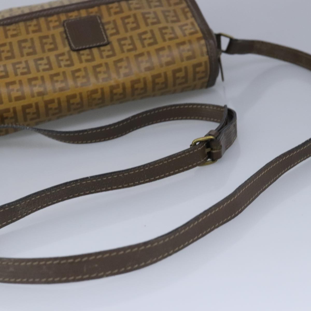 FENDI Zucchino Canvas Shoulder Bag Coated Canvas Brown ti2336