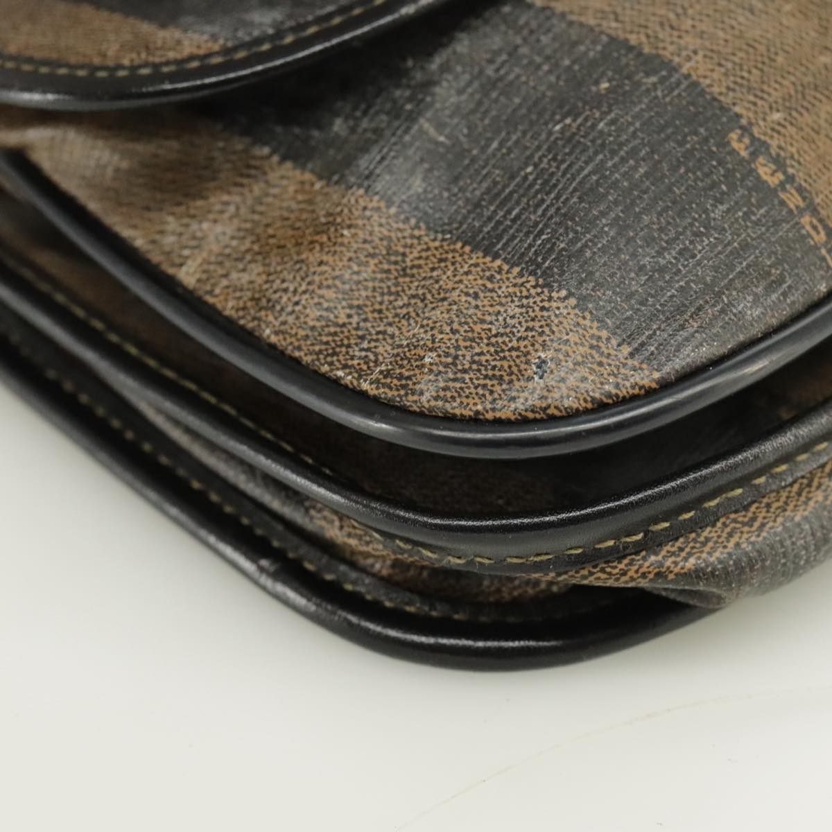 FENDI Pecan Canvas Shoulder Bag Coated Canvas Brown ti2352