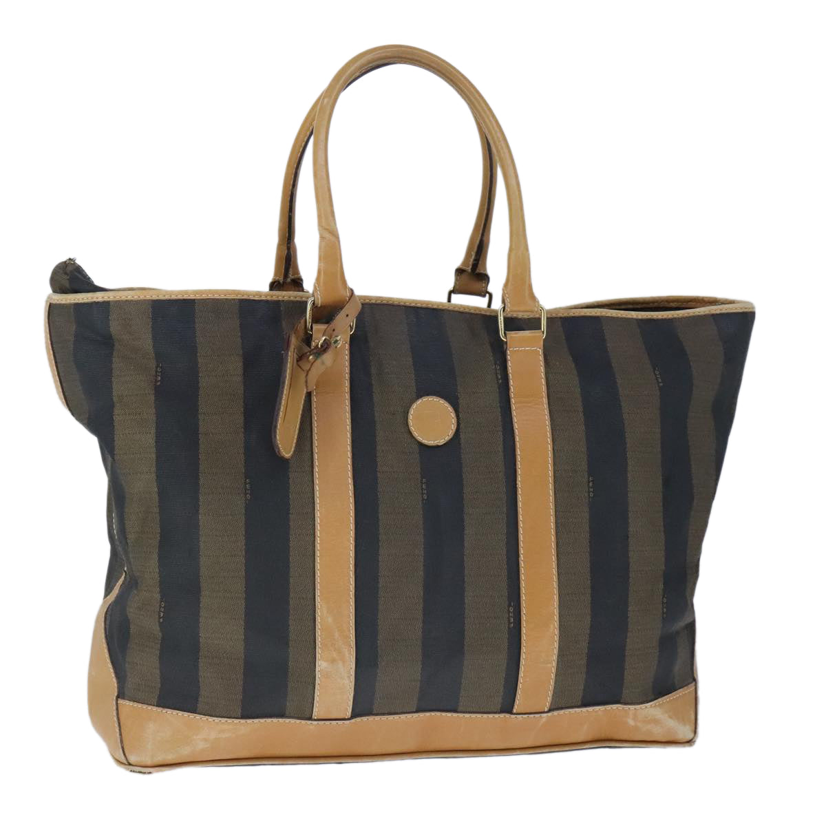 FENDI Pecan Canvas Boston Bag Coated Canvas Khaki Brown ti2355