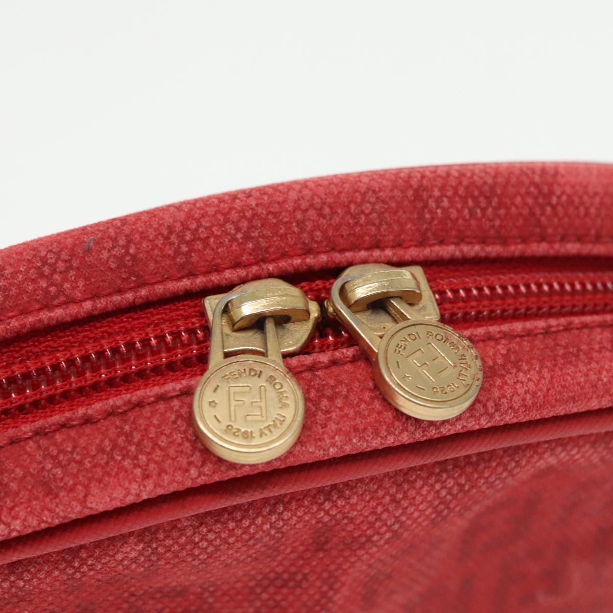 FENDI Zucchino Canvas Shoulder Bag Coated Canvas Red ti2358