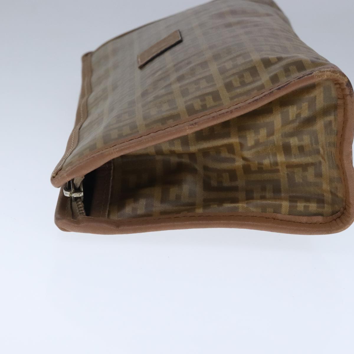 FENDI Zucchino Canvas Clutch Bag Coated Canvas Brown ti2364