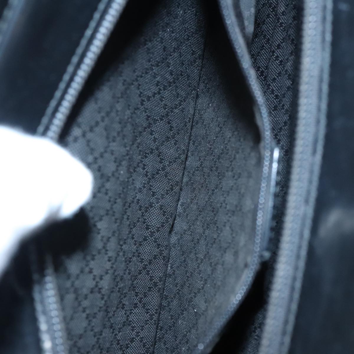GUCCI Bamboo Hand Bag Nylon Black Silver 000 1705 0588 ti2378
