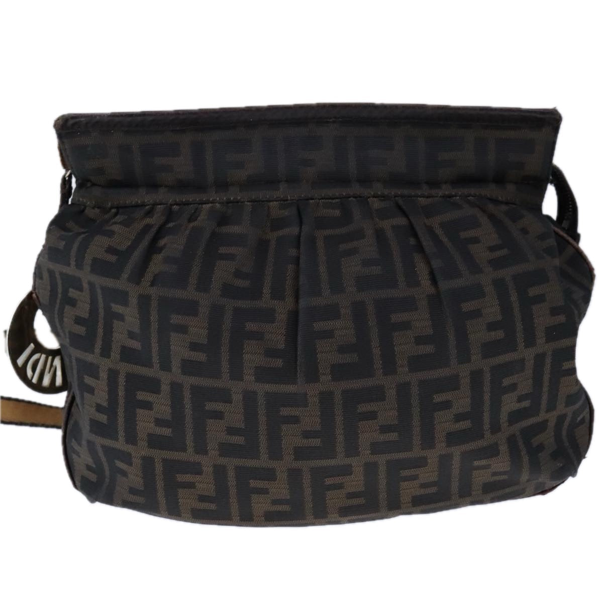 FENDI Zucca Canvas Shoulder Bag Brown Black ti2513