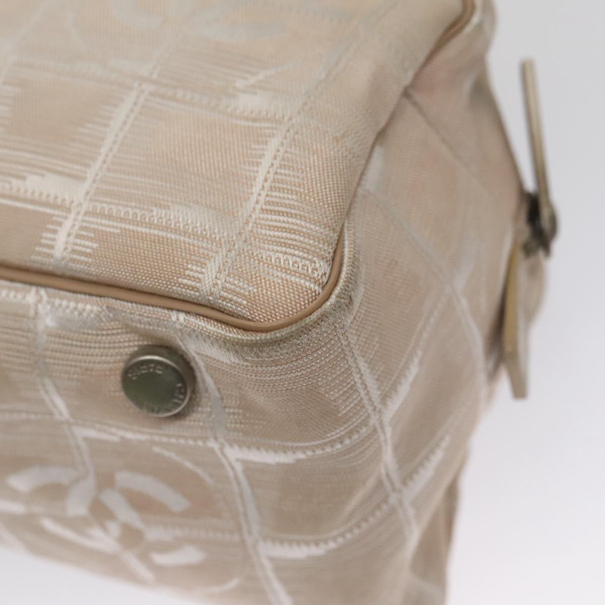 CHANEL New Travel line Hand Bag Nylon Beige CC ti2607