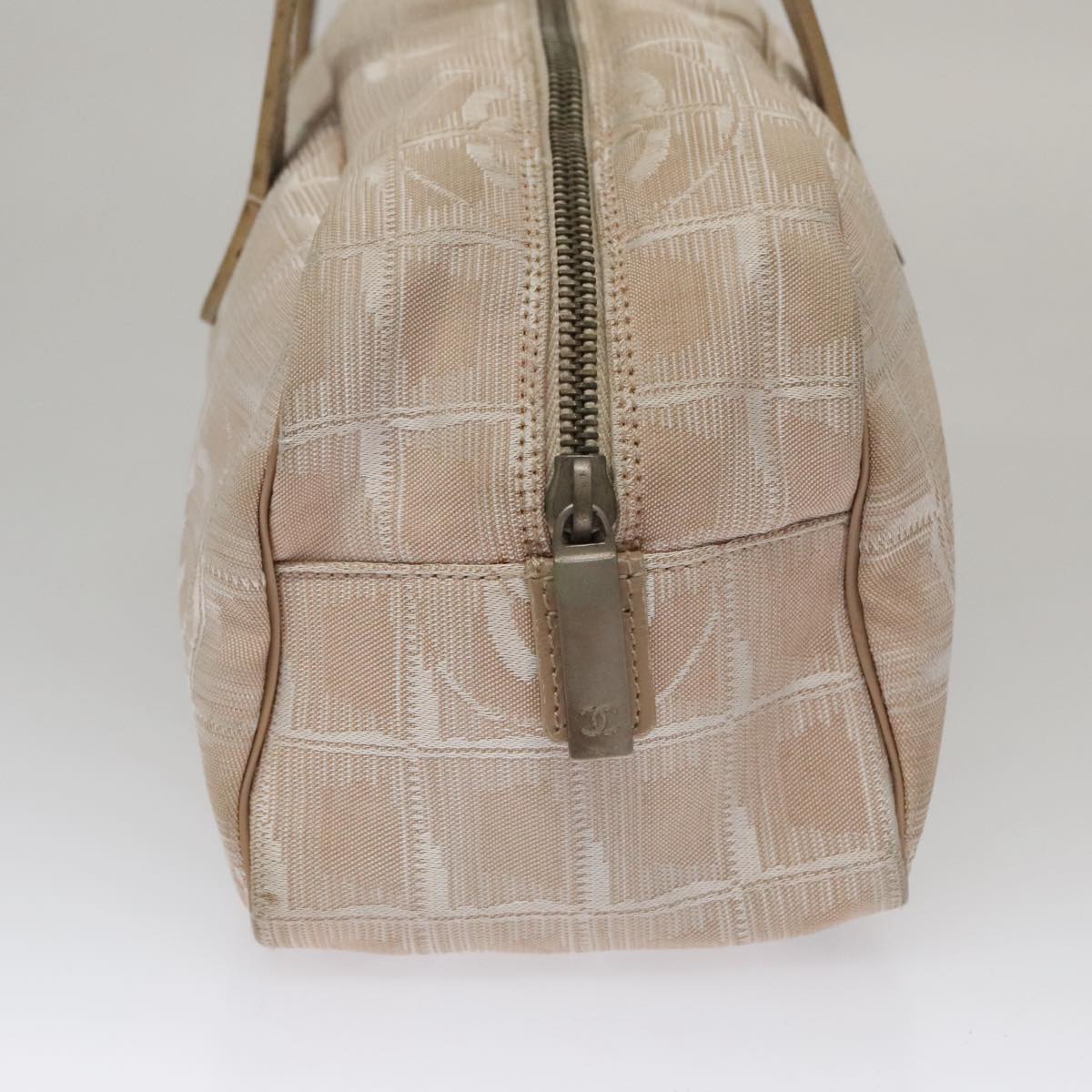 CHANEL New Travel line Hand Bag Nylon Beige CC ti2607
