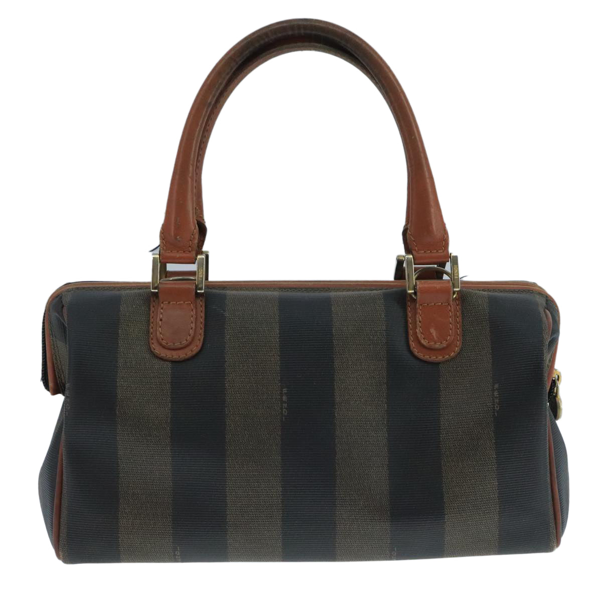 FENDI Pecan Canvas Hand Bag Brown Black ti2610