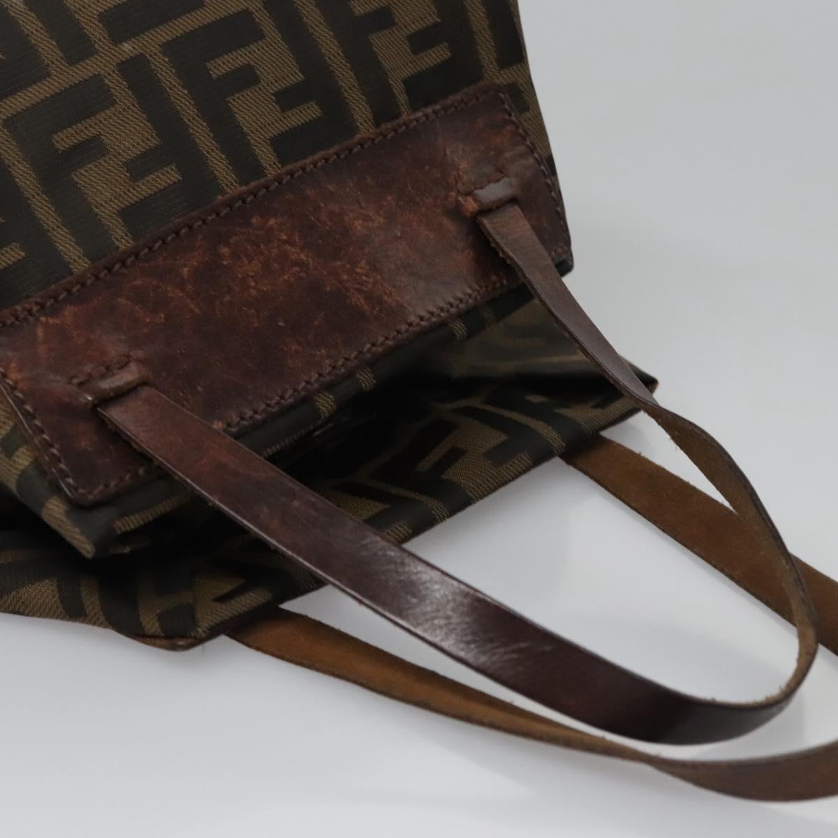 FENDI Zucca Canvas Hand Bag Nylon Brown Khaki ti2667