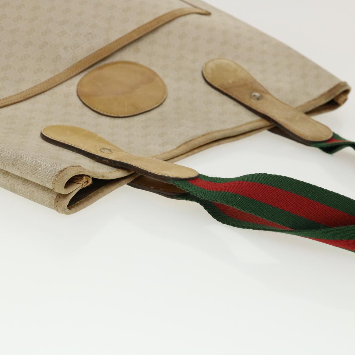 GUCCI Micro GG Canvas Web Sherry Line Tote Bag Beige Red 29040223 ti672
