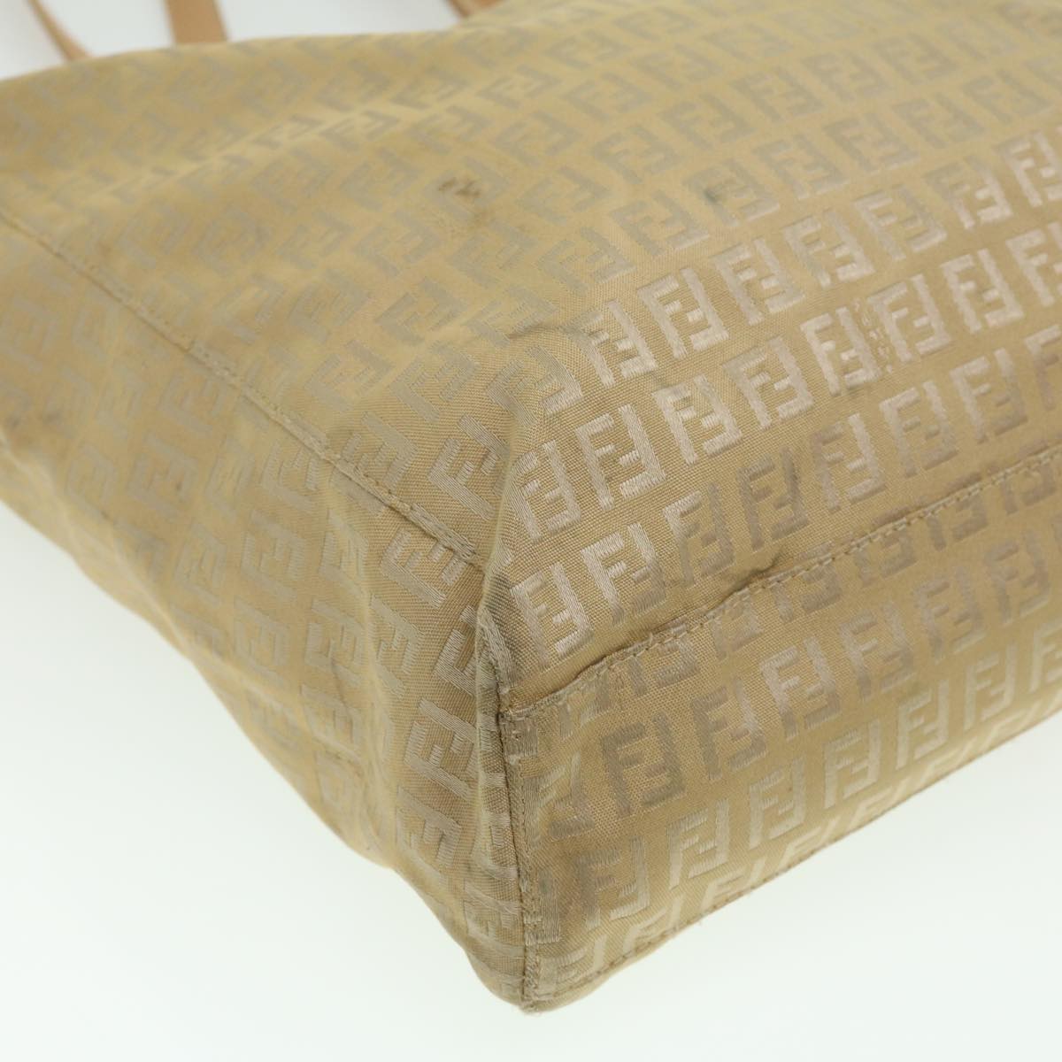 FENDI Zucchino Canvas Shoulder Bag Beige ti732