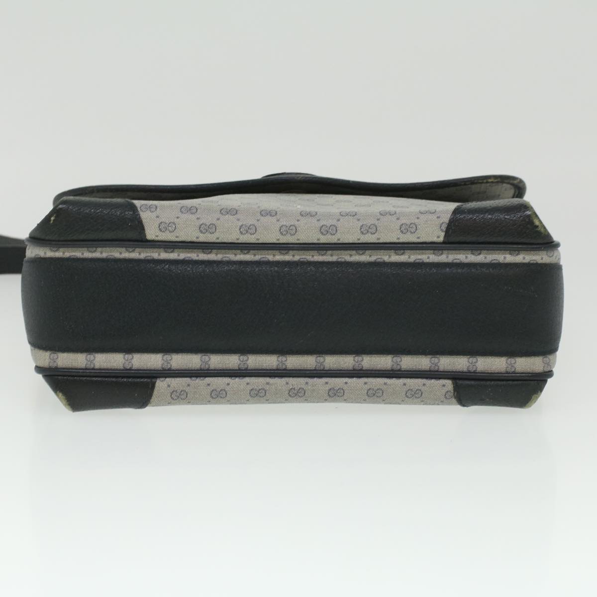 GUCCI Micro GG Canvas Shoulder Bag PVC Leather Navy ti884