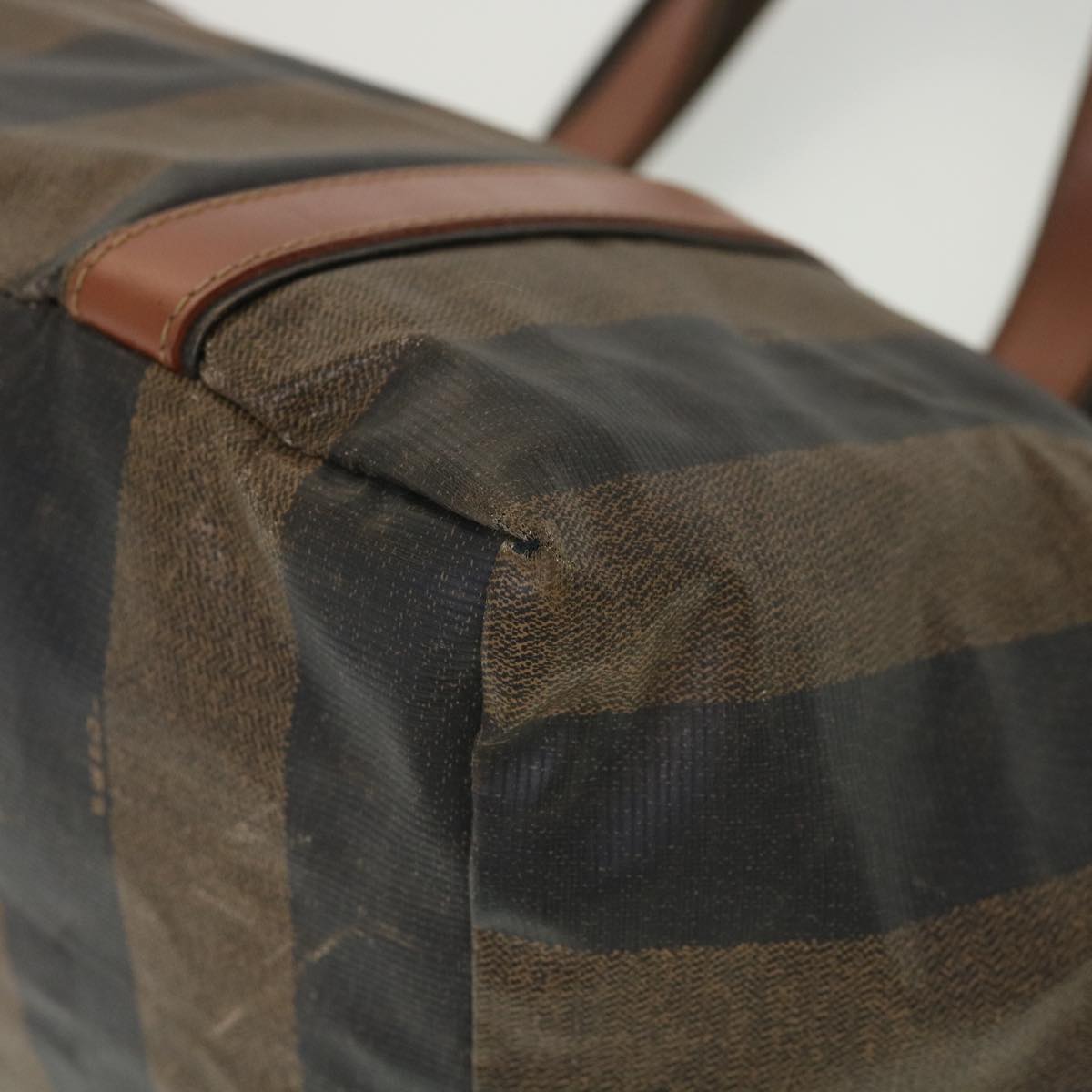 FENDI Pecan Canvas Hand Bag Nylon Black Brown ti988