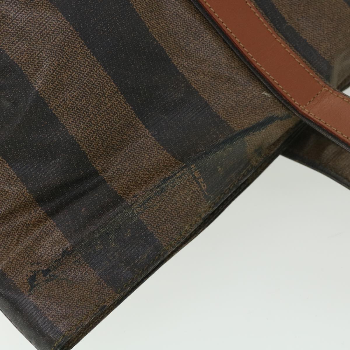 FENDI Pecan Canvas Hand Bag Nylon Black Brown ti988