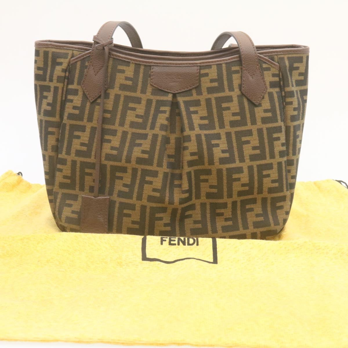 FENDI Zucca Canvas Tote Bag Brown Black tp173
