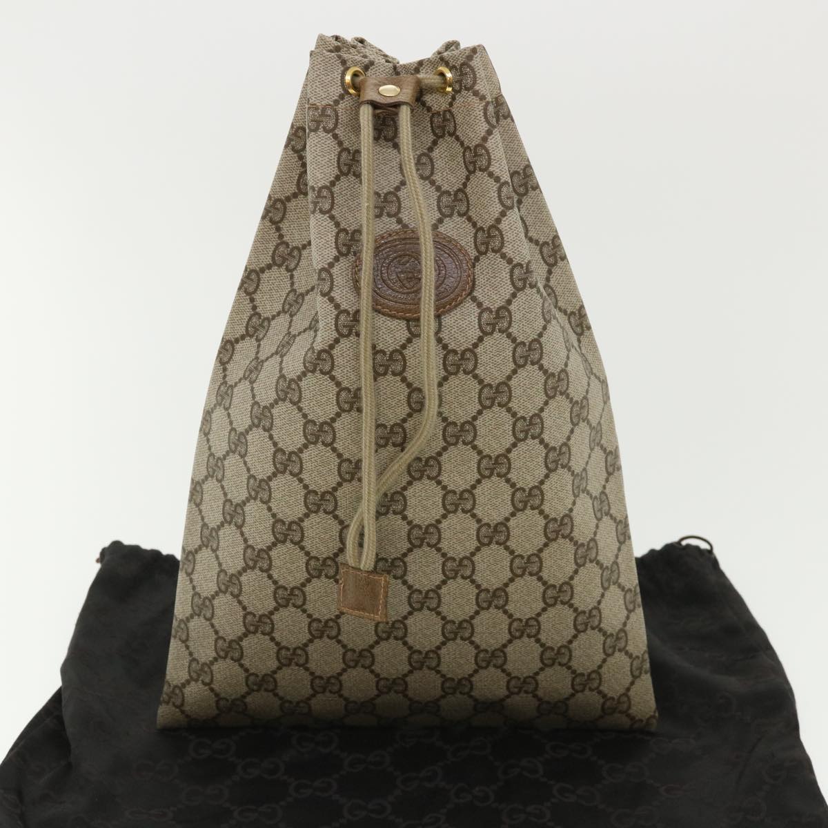 GUCCI GG Canvas Drawstring Pouch Beige tp546