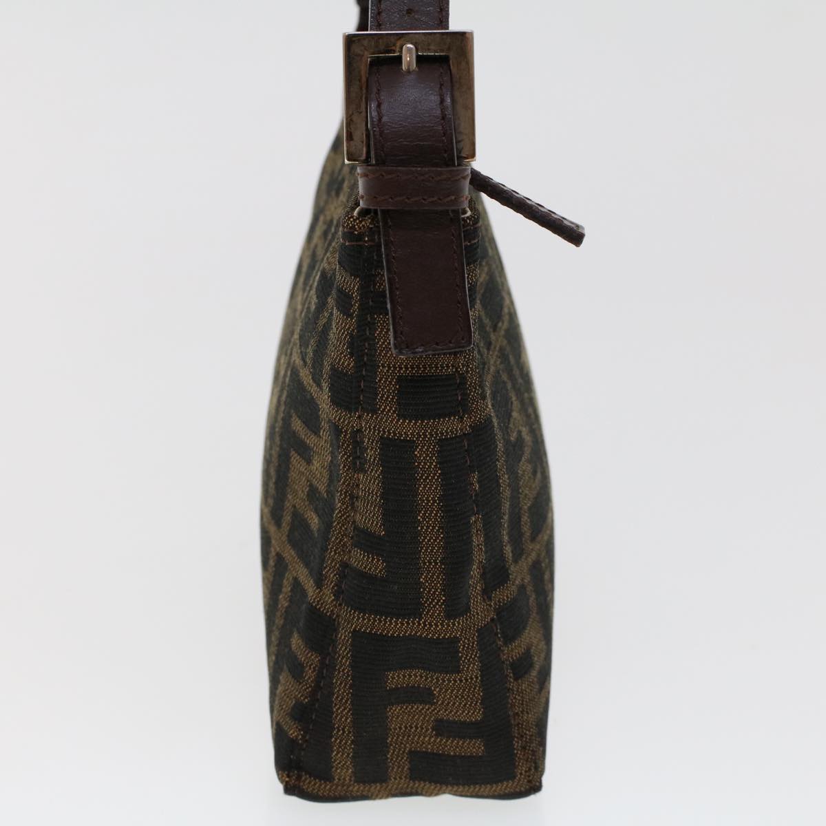 FENDI Zucca Canvas Shoulder Bag Black Brown uy115