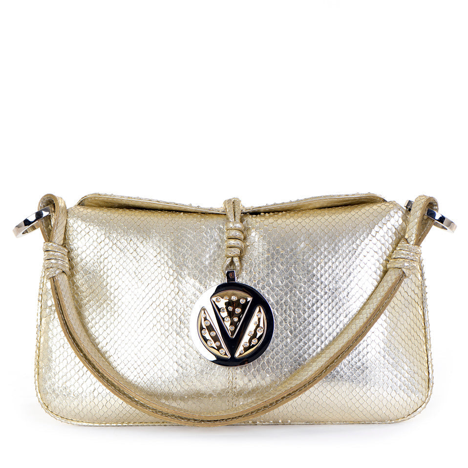 Metallic Silver Snakeskin Mini Bag