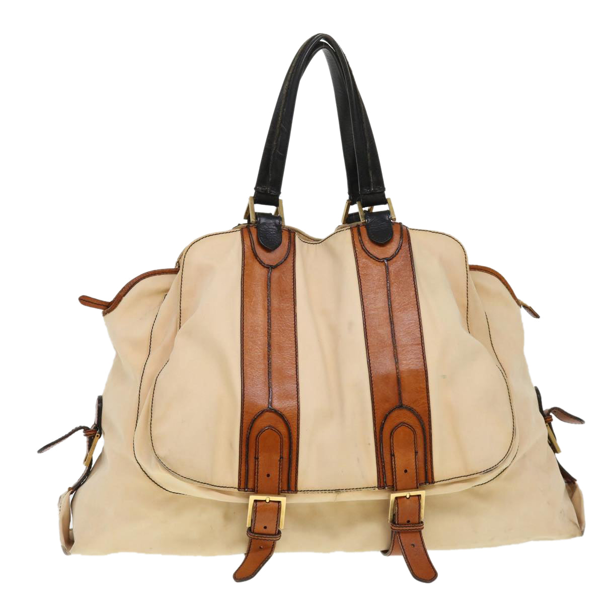 FENDI Shoulder Bag Canvas Beige yb042