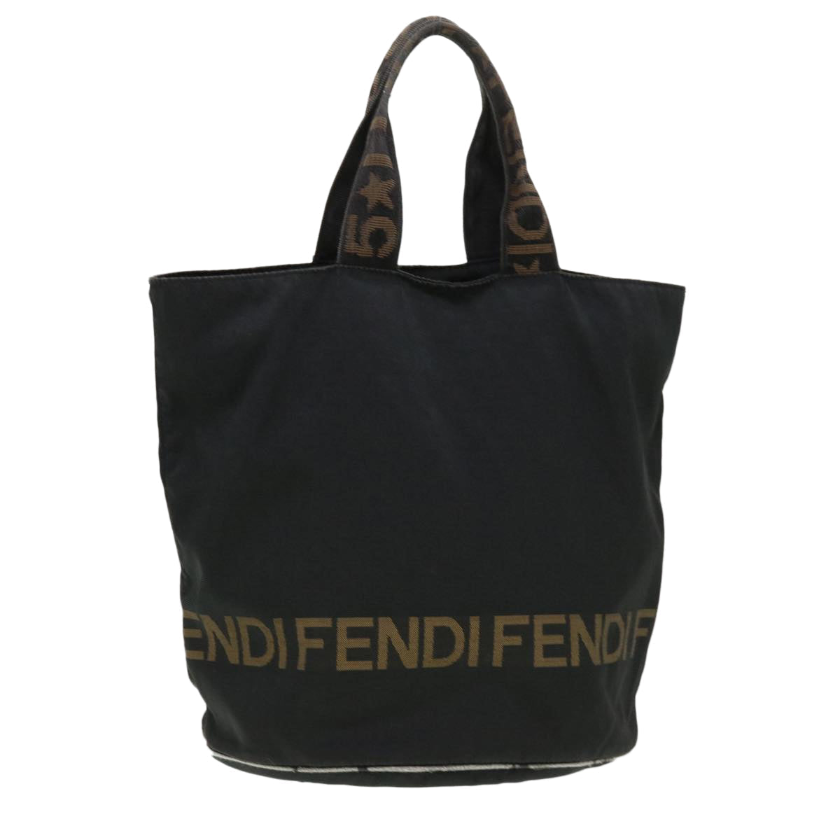 FENDI Hand Bag Nylon Brown Black yb047