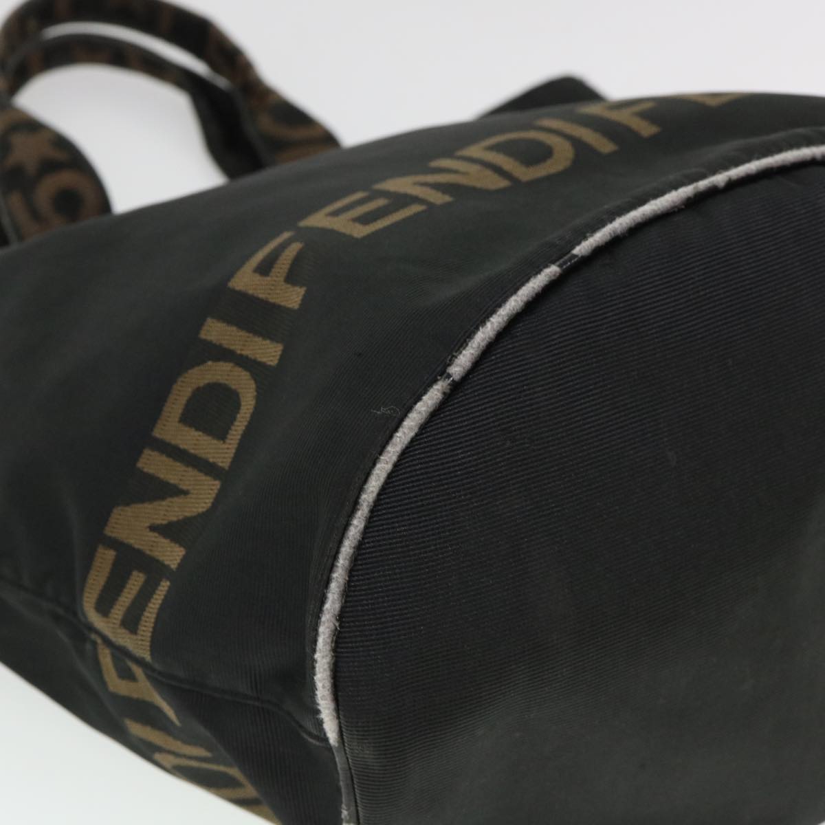 FENDI Hand Bag Nylon Brown Black yb047