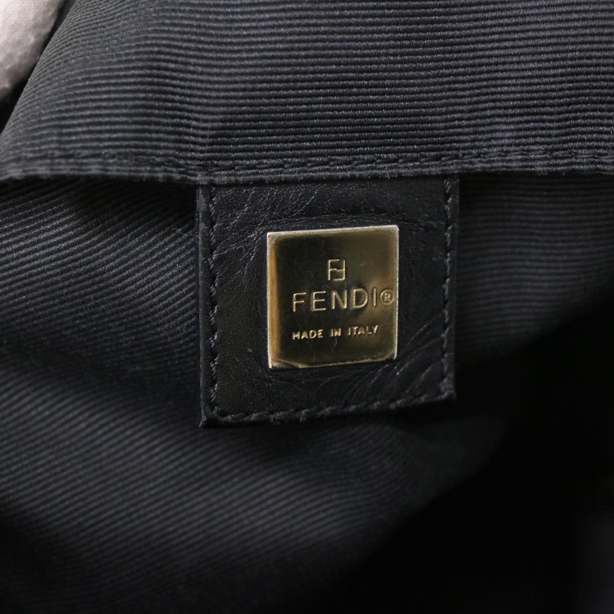 FENDI Hand Bag Nylon Brown Black yb047