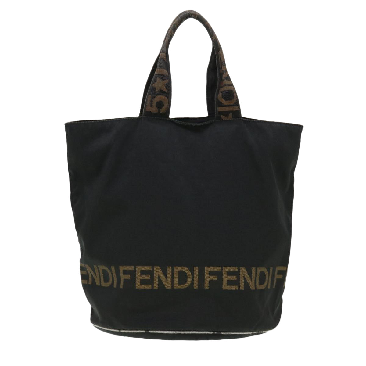 FENDI Hand Bag Nylon Brown Black yb047
