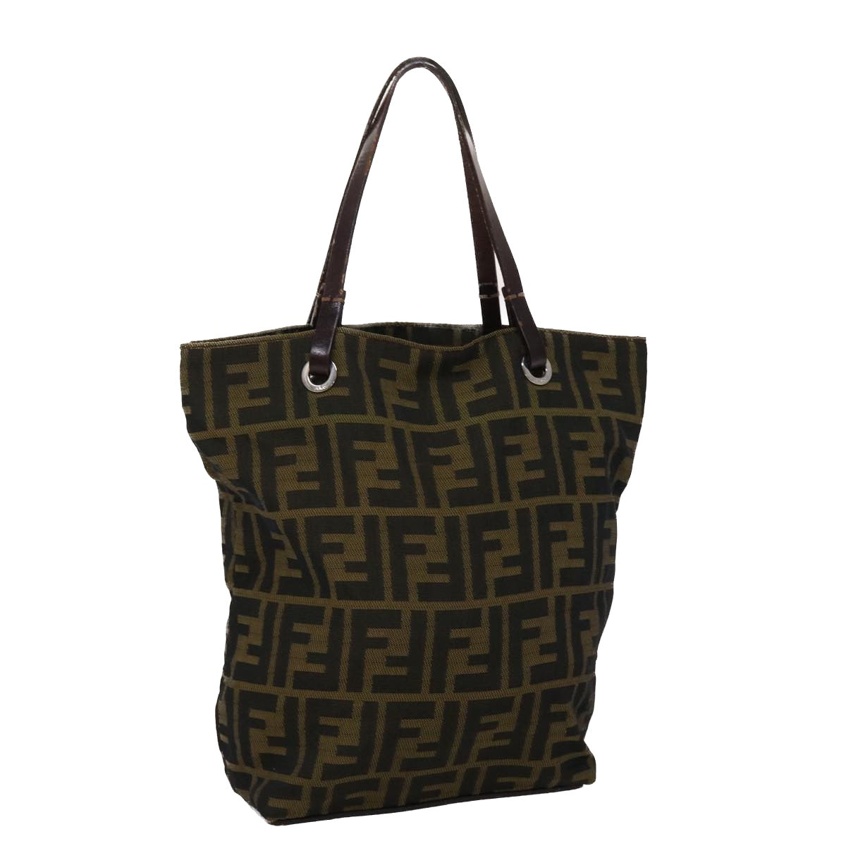FENDI Zucca Canvas Hand Bag Black Brown yb171