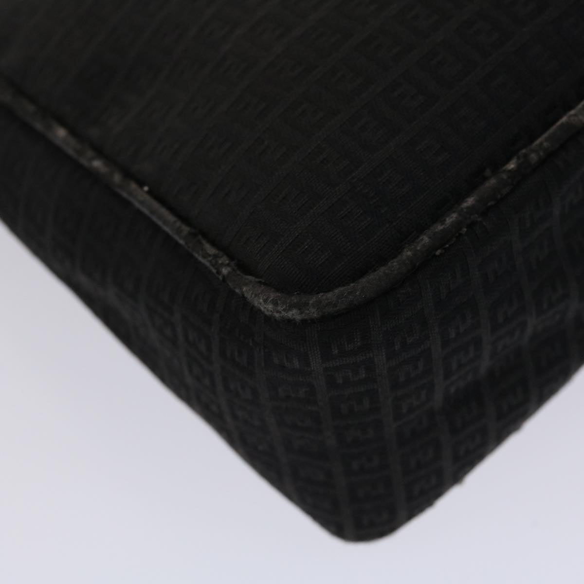 FENDI Zucchino Canvas Shoulder Bag Black yb237