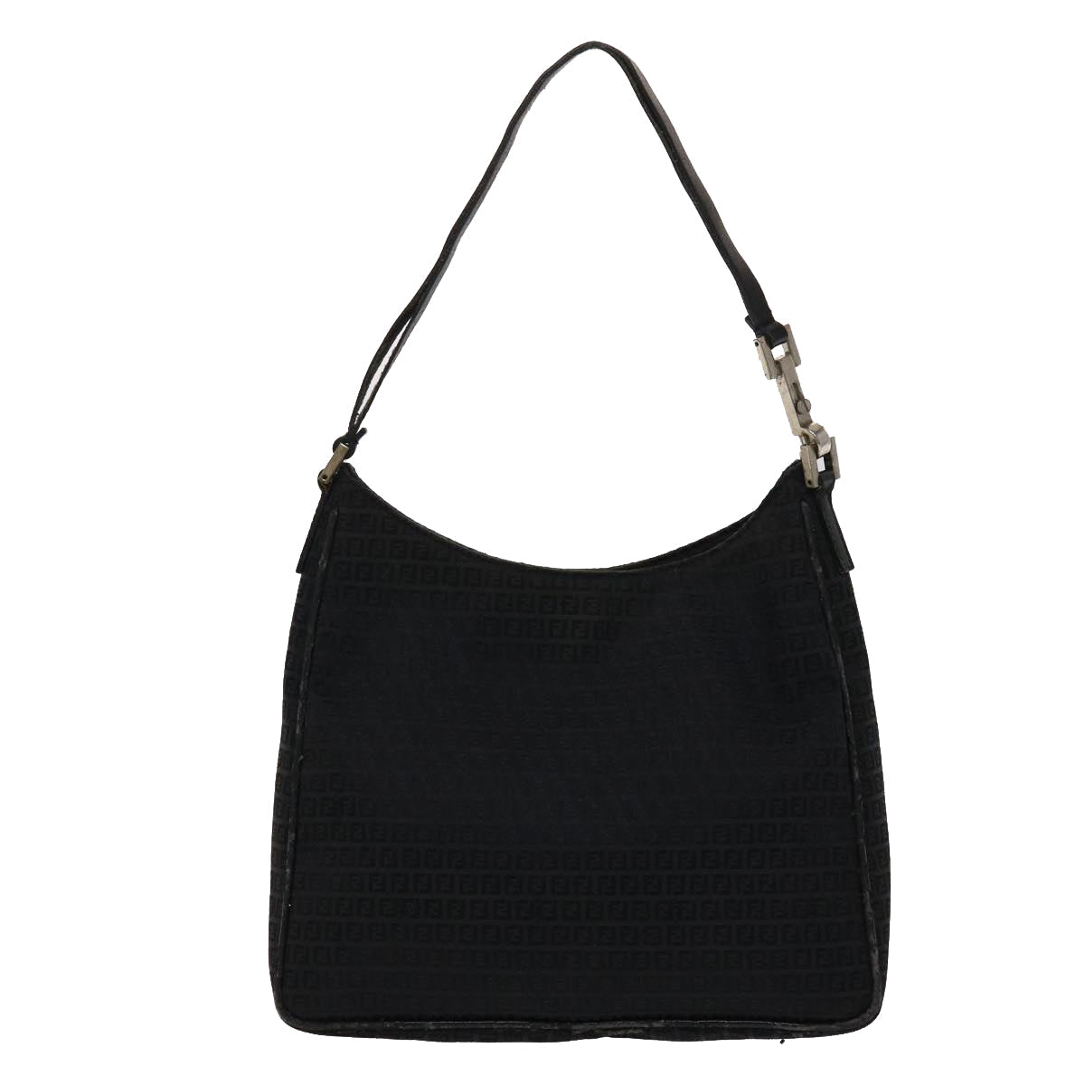 FENDI Zucchino Canvas Shoulder Bag Black yb237