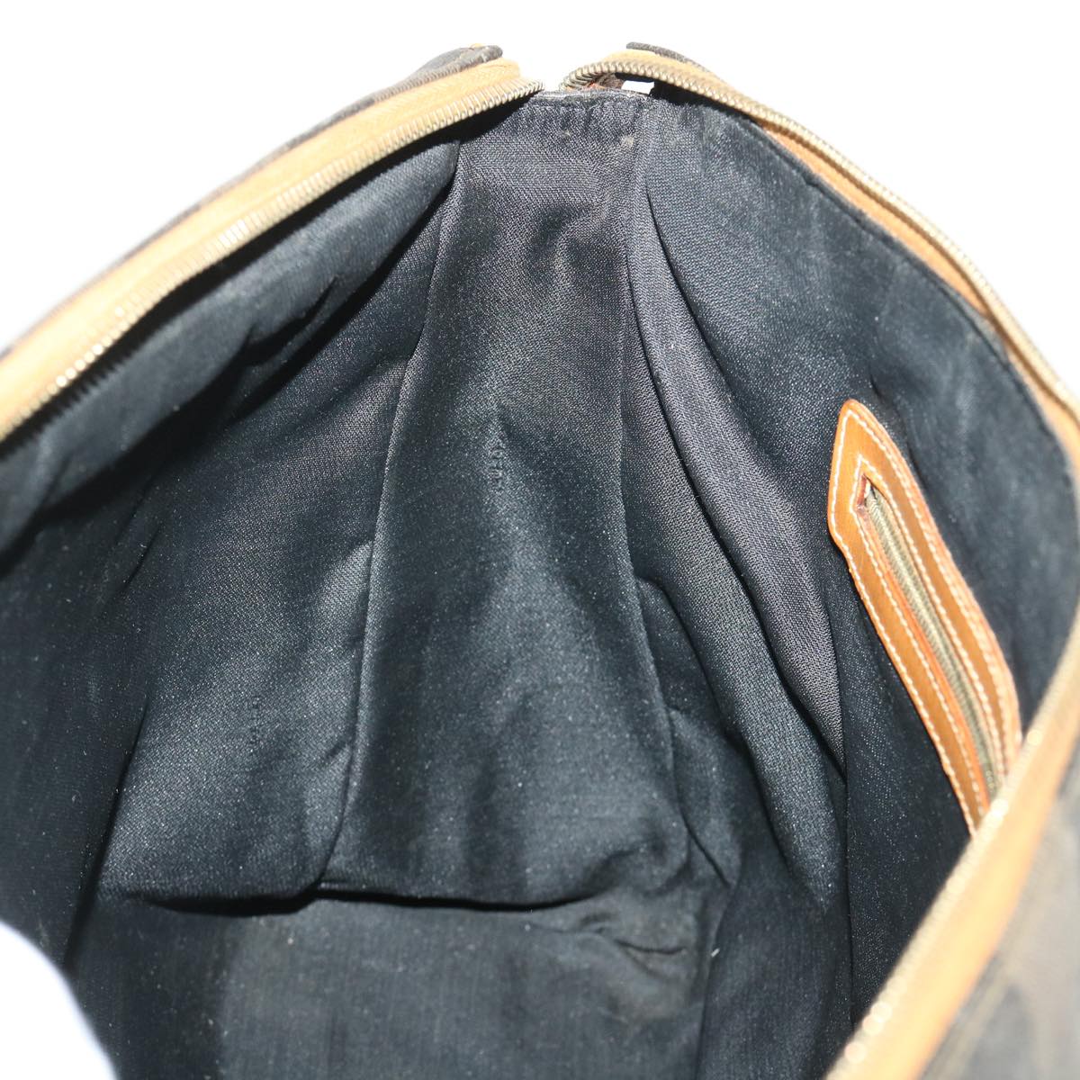 FENDI Pecan Canvas Shoulder Bag Brown Black yb253