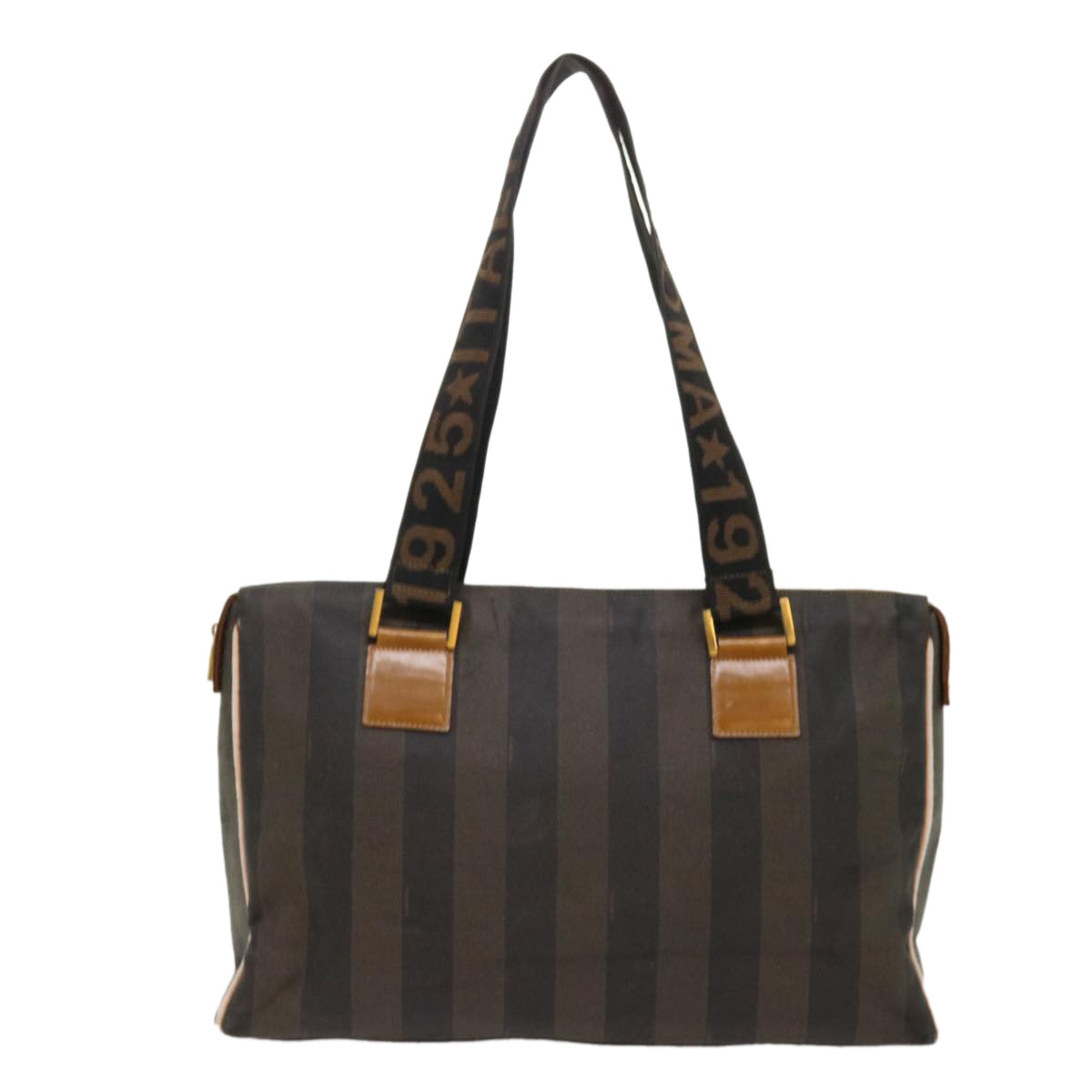 FENDI Pecan Canvas Shoulder Bag Brown Black yb253