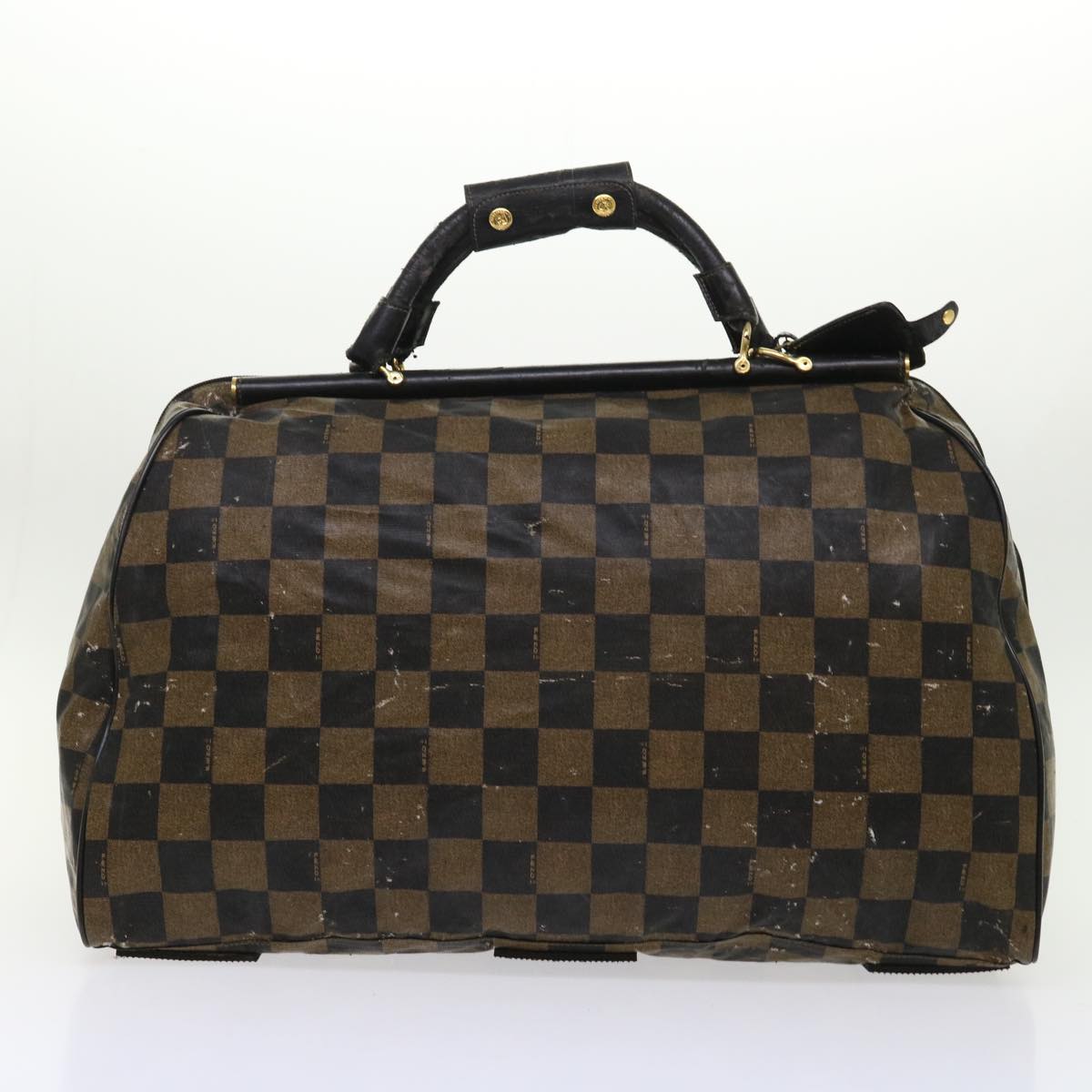 FENDI Pequin Zucchino Canvas Pouch Boston Bag Nylon 4Set Brown Black yb255