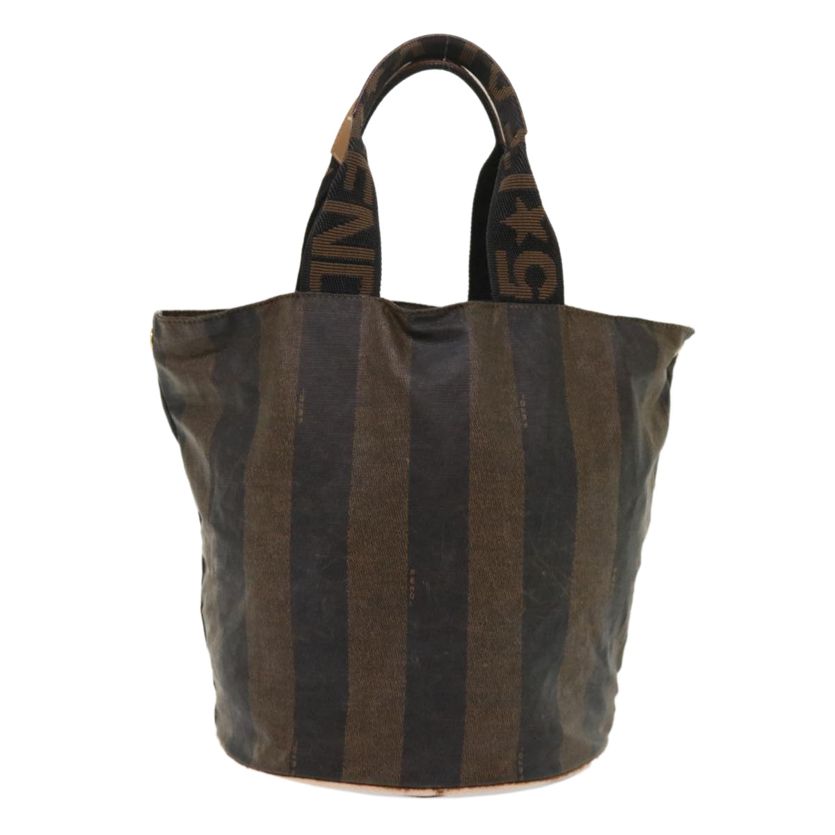FENDI Pecan Canvas Hand Bag Nylon Brown Black yb256