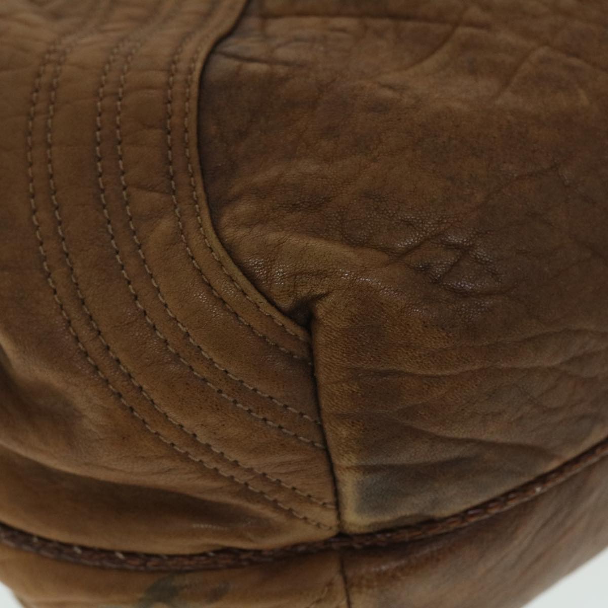 FENDI Spy Hand Bag Leather Brown yb290