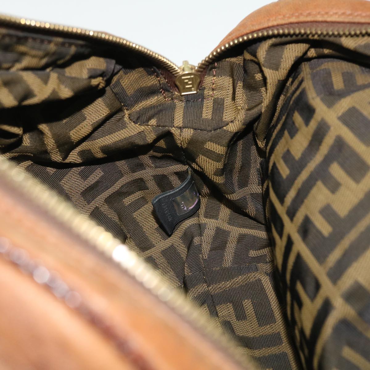 FENDI Spy Hand Bag Leather Brown yb290