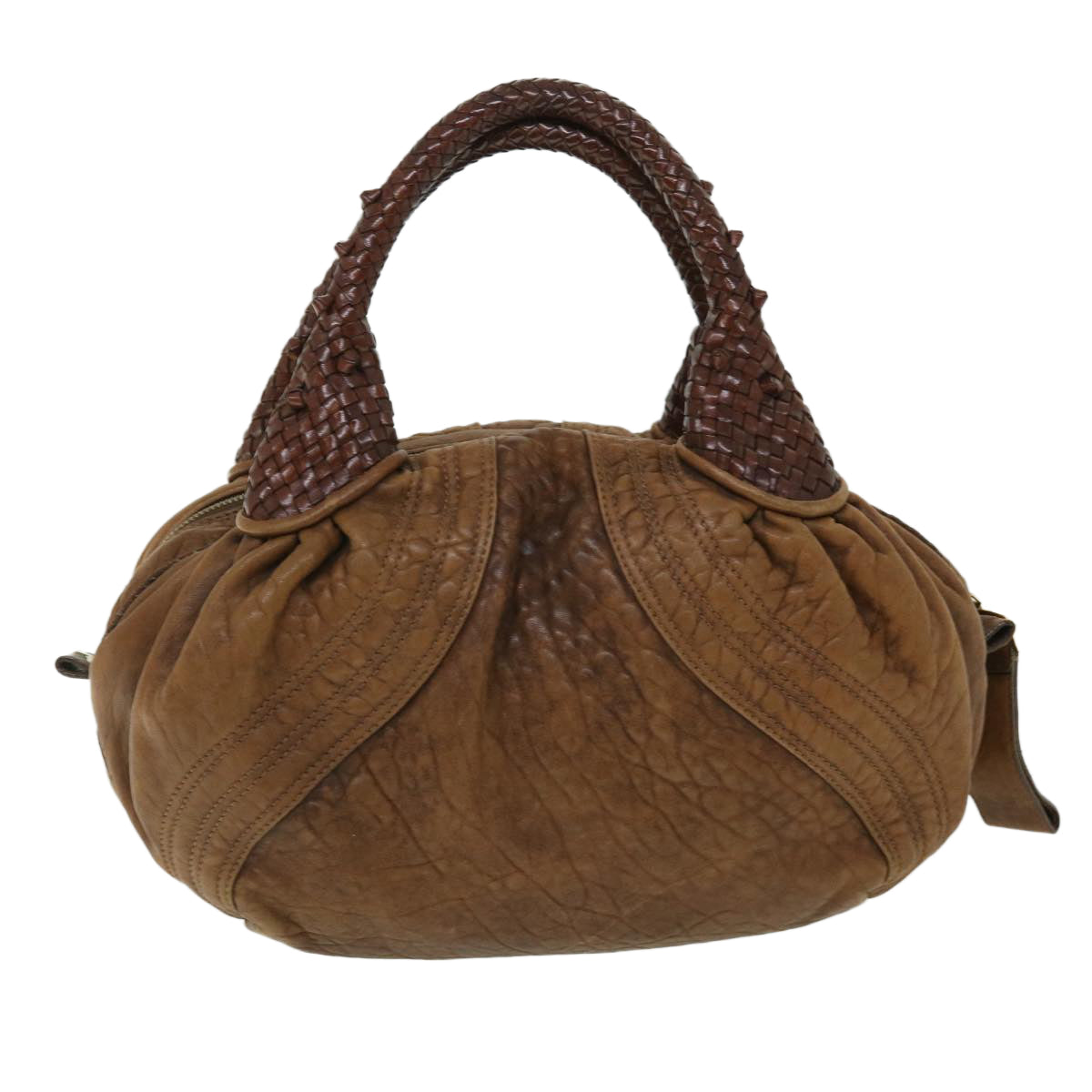 FENDI Spy Hand Bag Leather Brown yb290