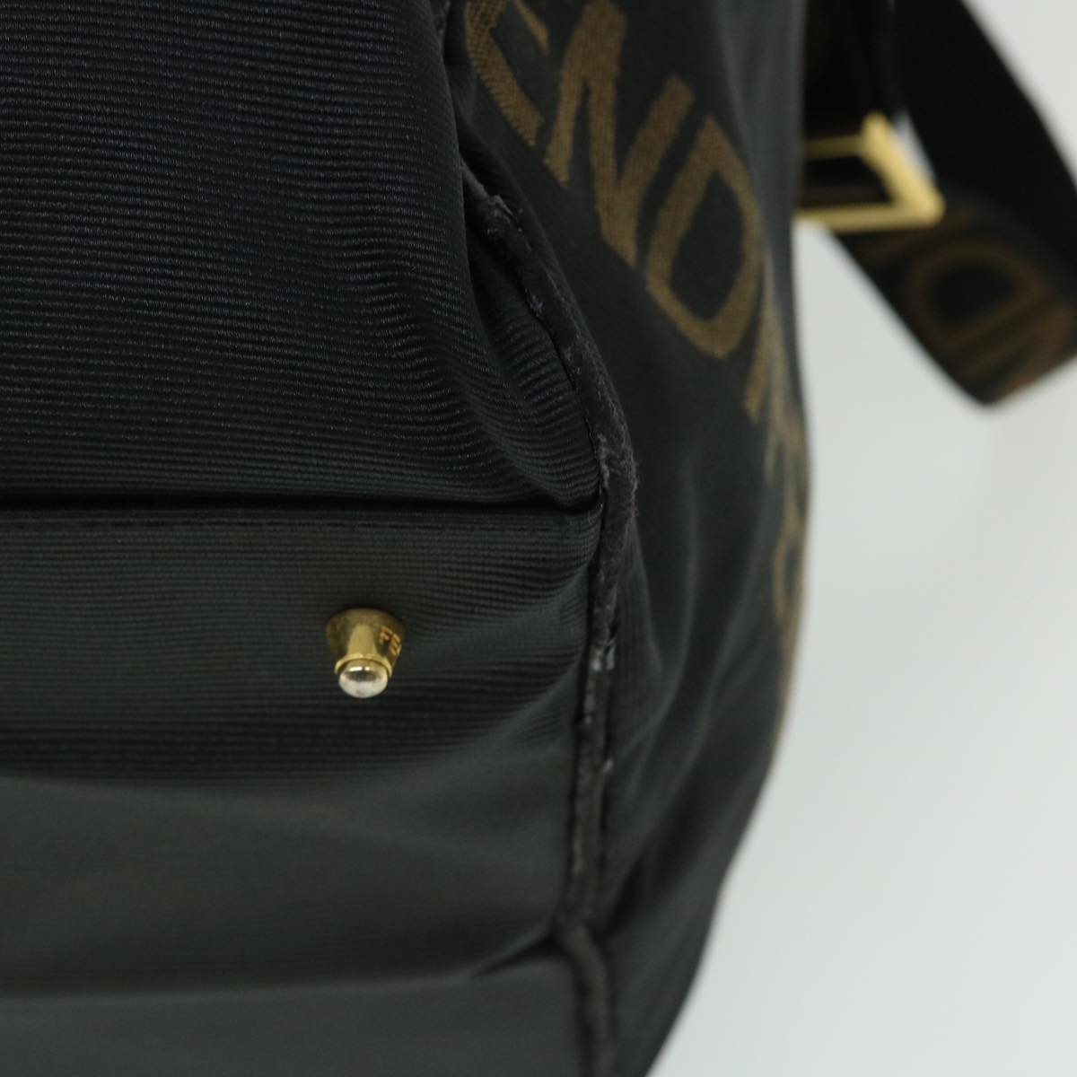 FENDI Boston Bag Nylon 2way Black Brown yb328